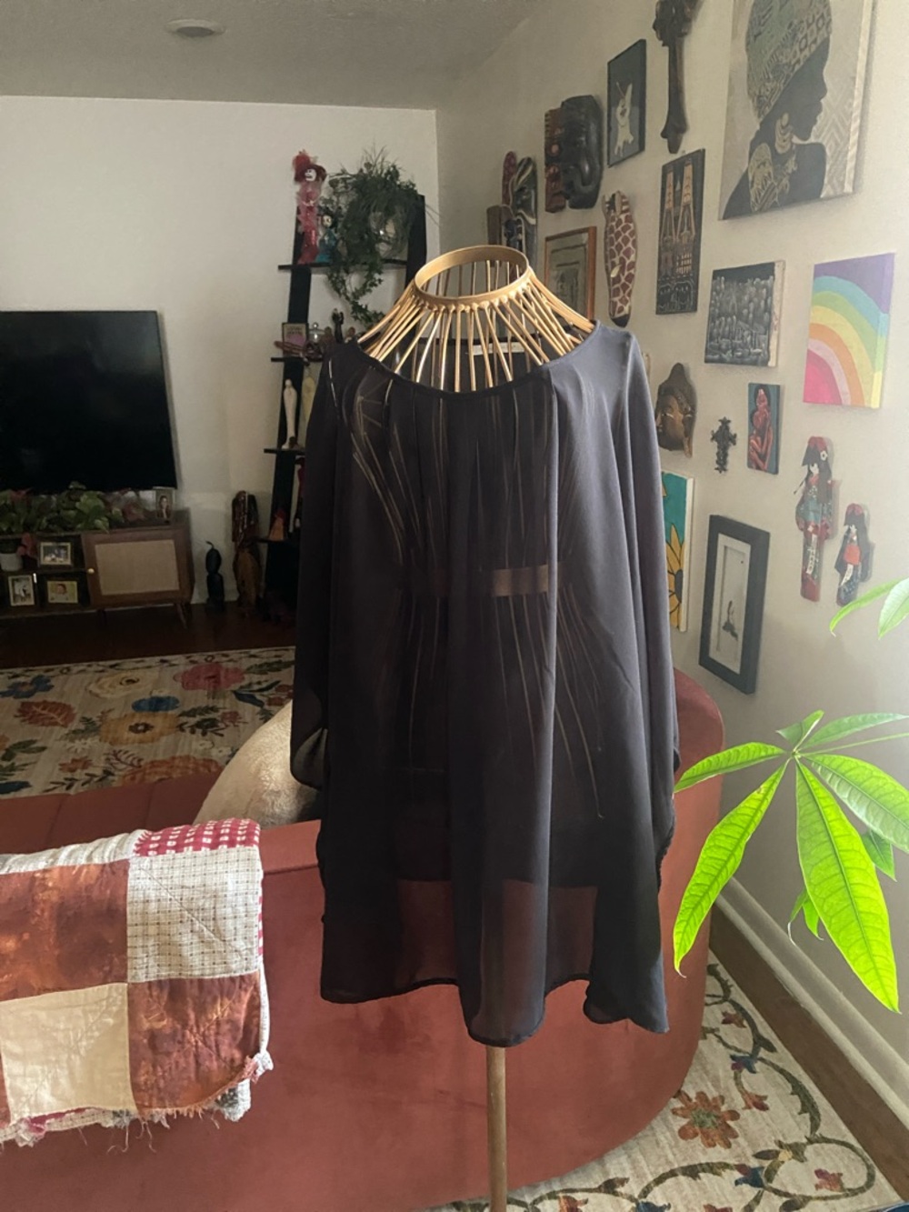 Do everything in love Black Sheer Long Sleeve Tunic